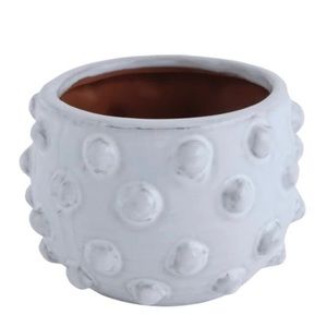 White Terracotta Planter With Raised Dots